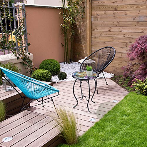 MUMTOP Outdoor Side Table - Patio Table Mosaic Coffee SideTables Glass Accent Table 14’’Round SmallTable Plant Stand for Indoor Garden Balcony (Sunflower) - color: Sunflower