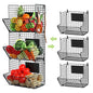 X-cosrack Metal Wire Basket Wall Mount, 3 Tier Wall Storage Basket Organizer with Hanging Hooks Chalkboards, Rustic Kitchen Fruit Produce Bin Rack Bathroom Tower Baskets (Black) - color: Black-3 Tiers