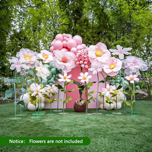 Mverse Giant Flower Stand Base and Stem, Weighted Iron Base, Flexible Pole, 3 Bendable Aluminum Pipes and Pins for DIY Paper Flowers, Wedding Arch, Party Backdrop - size: 1 Set 12.6"