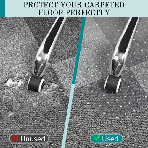 BesWin Office Chair Mat for Carpeted Floors, 45'' x 53'' Large Desk Chair Mat for Low Carpets, Premium Quality Hard Carpet Protector for Work, Home, Gaming, Easy Glide and Flat Without Curling - size: 45" X 53" Rectangle