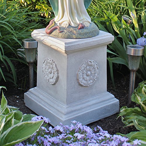 Design Toscano English Rosette Indoor/Outdoor Sculptural Garden Plinth Base Statue Riser, Large 12.5 Inch Tall, Cast Stone Resin, Antique Stone Finish - size: Large, style: English Rosette