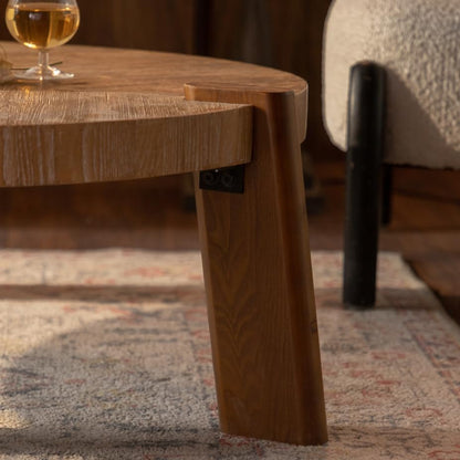 36.61'' Round Coffee Table, Modern Countryside Farmhouse Rustic Wood Coffee Table for Living Room, Easy Assembly, Natural - color: Ø36.61''-natural Wood