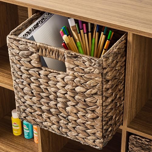 6-Cube Storage Organizer, Bookcase, 3 Open & 3 Closed Back Shelves, Vertical/Horizontal Placement, 11" Cubes (Warm Walnut) - color: Warm Walnut