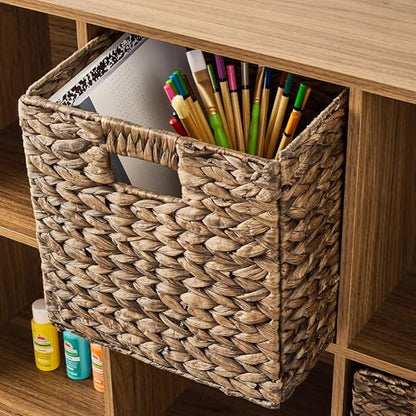 6-Cube Storage Organizer, Bookcase, 3 Open & 3 Closed Back Shelves, Vertical/Horizontal Placement, 11" Cubes (Warm Walnut) - color: Warm Walnut
