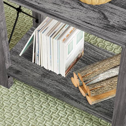 GAZHOME Farmhouse End Table for Small Spaces, Set of 2,Narrow Side End Table with Storage Shelf, Rustic X-Design Nightstand Sofa Table for Living Room, Bedroom Gray - color: Grey