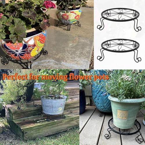 6 Pack 9 Inch Plant Stand, Heavy Duty Wrought Iron Plant Stands for Indoor & Outdoor, Low Plant Stands for Flowers with Elegant Design