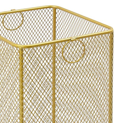 Metal Laundry Basket Cart, Rolling Laundry Hamper with Wheels, Freestanding Square Mobile Storage Cart, Raised Bottom, Round Handles, Hollow Mesh (Gold, 11.8x11.8x21.7in) - color: Gold, size: 11.8x11.8x21.7in