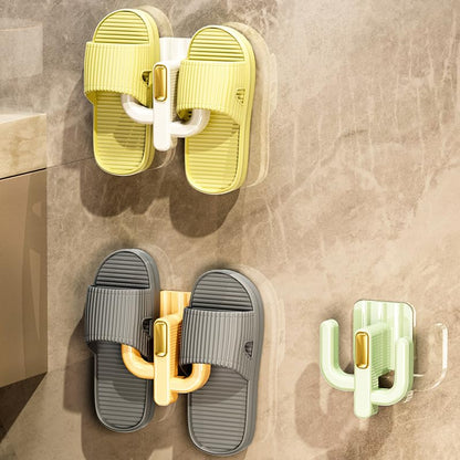 4 Pack Wall Mounted Shoe Rack - Hanging Shoe Organizer with Adhesive Mounts & Hooks - Space Saving Wall Shoe Storage Holder for Slippers, Sandals, RV, Bathroom & Door, White