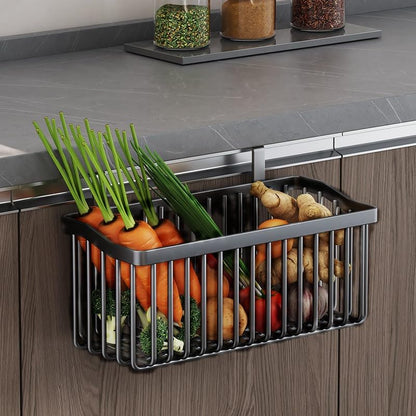 2 Pcs Fruit Basket Wire Baskets, Fruit and Veggie Storage Basket Holder for Kitchen Wall Mounted,Kitchen Organizers and Storage for Snack Onion Potato(Black)