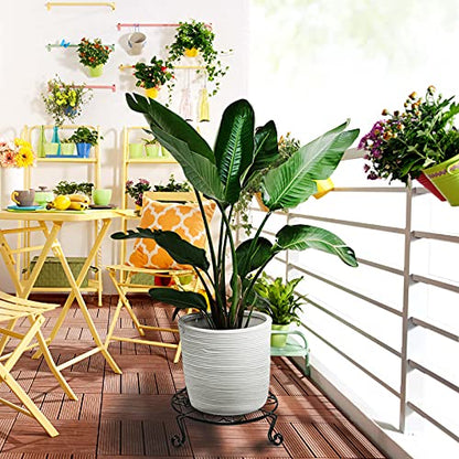 NSYOOMH 1 pack 10"-12" Metal Plant Stand Outdoor, for Flower Pot Heavy Duty Potted Holder Round Wrought Rustproof Iron Planter Stand, plant Stands Indoor Clearance and Outdoor patio - 10 Inches Black