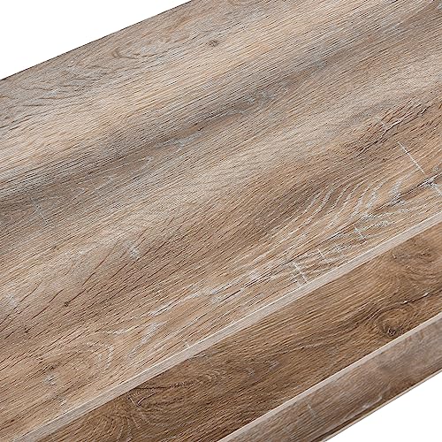 Household Essentials Jamestown Wide 3 Shelf Open Storage Bookshelf Coastal Oak Rustic Wood Grain and White Metal - color: Coastal Oak