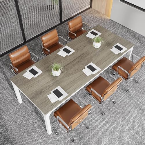 Tribesigns 6.5 FT Conference Room Table, 78.74" W x 27.56" D Large Office Conference Table, Modern Seminar Meeting Table Desk for Boardroom, Meeting Room (1, Gray) - color: Grey