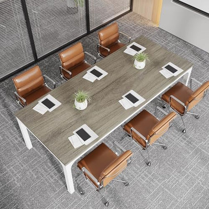 Tribesigns 6.5 FT Conference Room Table, 78.74" W x 27.56" D Large Office Conference Table, Modern Seminar Meeting Table Desk for Boardroom, Meeting Room (1, Gray) - color: Grey