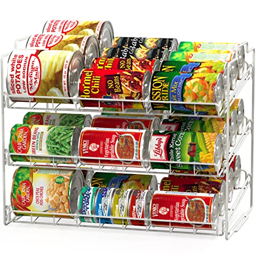 Deco Brothers Stackable Can Rack Organizer for Kitchen and Pantry, Holds Up to 36 Cans, White - color: White
