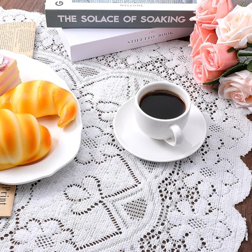 JJUNW Small Square Tablecloth, Lace Doilies, Beige Square Tablecloths Side Table Cover, Crochet Tablecloth for Round Coffee Table Topper Furniture 35 X 35 Inch