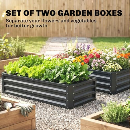 Outsunny Galvanized Raised Garden Bed, 4' x 2' x 1' Metal Planter Box, for Growing Vegetables, Flowers, Herbs, Succulents, Gray - color: Gray, size: 4' x 2' x 1' (2 pc)