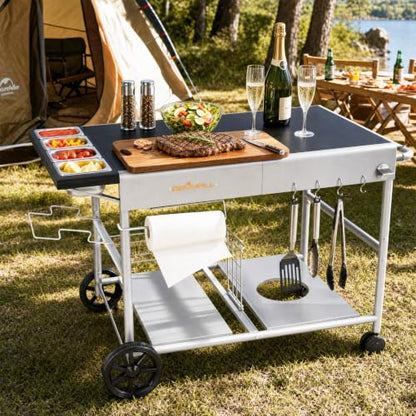 Pizza Oven Table Grill Cart for Ninja Woodfire, Blackstone Griddle, Ooni | 51'' Outdoor Pizza Oven Stand with Seasoning Tray for Outdoor Cooking, BBQ Prep Station, Easy Assembly 30048 - size: 51 x 24 x 31 inches