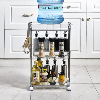 Chris.W Slim Storage Cart 3 Tier with Wheels, Clear Bathroom Cart Organizer, Mobile Shelving Unit Rolling Utility Cart, Slide Out Organizer for Kitchen, Bathroom, Laundry, Narrow Places, Office - 8" W - size: 8"W