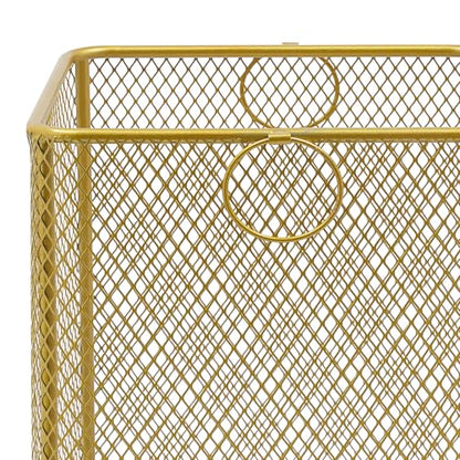 Metal Laundry Storage Basket on Wheels - Square, Rolling Hamper Cart with Mesh Wire & Ring Handles, Stackable Storage Organizer Clothing Sorting Rack for Clothes and Linens, 12"L x 12"W x 22"H (Gold)