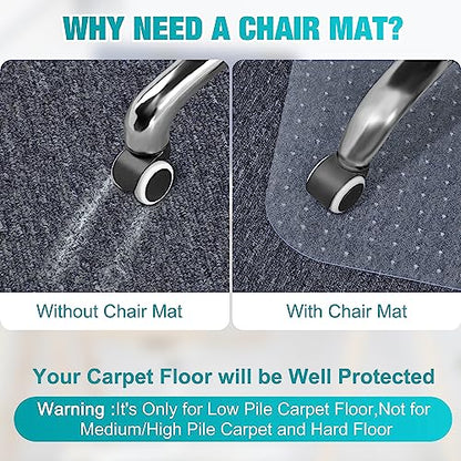 2 Pack Office Chair Mat for Carpets, 48'' x 60'' Clear Floor Mat for Carpeted Floors, Thick and Sturdy Carpet Protector with Grips, Easy Glide and Flat Without Curling - size: 2PCS 48" X 60"