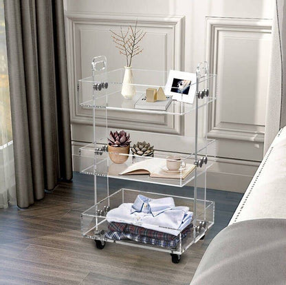 ONELUX 3-Tier Acrylic Utility Rolling Cart, Multifunction Storage Cart On Wheels - size: 16.4 in x 13.4 in x 28 in