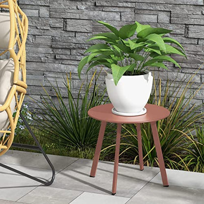 Grand patio Outdoor Side Table Round End Table with Square Feet Small Accent Table Great for Patio Balcony - color: Rose Dawn