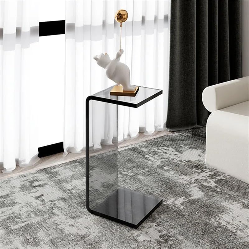 Side Table,C Shaped End Table, Acrylic Sofa Side Table, Bedside Table for Bedroom Small Simple Modern Coffee Table Suitable for Living Room (Smoke Gray) - color: Smoke Gray