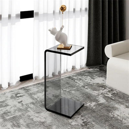 Side Table,C Shaped End Table, Acrylic Sofa Side Table, Bedside Table for Bedroom Small Simple Modern Coffee Table Suitable for Living Room (Smoke Gray) - color: Smoke Gray