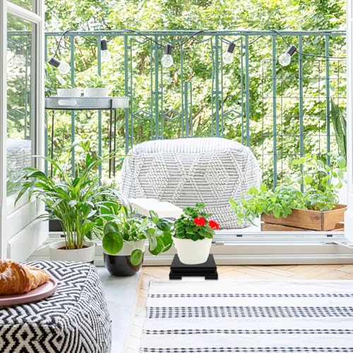 Cabilock Wood Vase Display Riser, 7 inch Square Decorative Pedestal Stand, Black Wooden Tray Base for Oriental Home Countertop Decoration