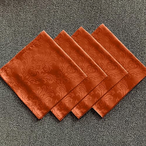 SASTYBALE Thanksgiving Cloth Napkins 20 x 20 Inch Set of 4, Washable Jacquard Damask Autumn Table Napkins for Fall, Harvest, Holiday, Rust/Burnt Orange (4 Pieces/Packs) - color: Rusty, size: 20" x 20" (Set of 4)