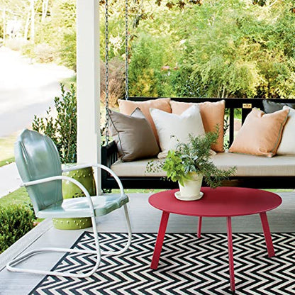 Grand patio Round Steel Patio Coffee Table, Weather Resistant Outdoor Large Side Table, (Red, 1PC) - color: Red, style: 1 PC