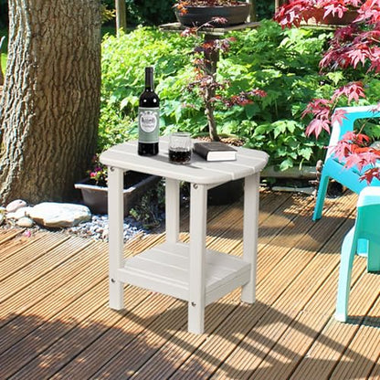 nalone Adirondack Side Table 16.5" Outdoor Side Table HDPE Plastic Double Adirondack End Table Small Table for Patio (White) - color: White