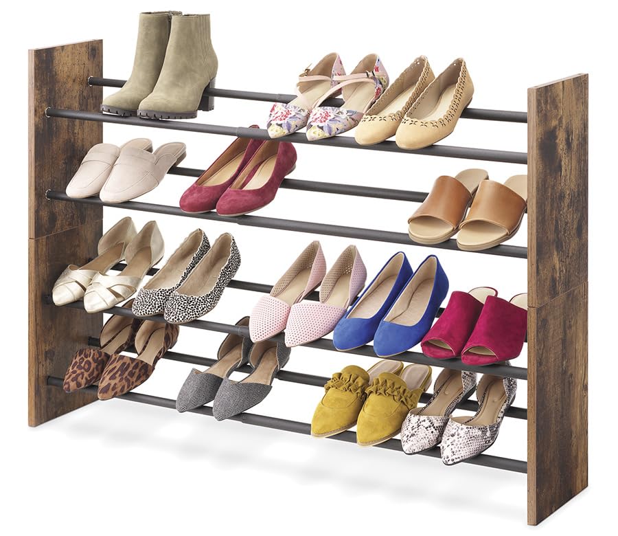 Whitmor Modern Industria l2-Tier Expandable Shoe Rack - color: 2 Tier,black