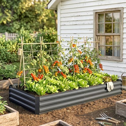 Outsunny Galvanized Raised Garden Bed, 8' x 3' x 1' Metal Planter Box, for Growing Vegetables, Flowers, Herbs, Succulents, Gray - color: Gray, size: 8' x 3' x 1'