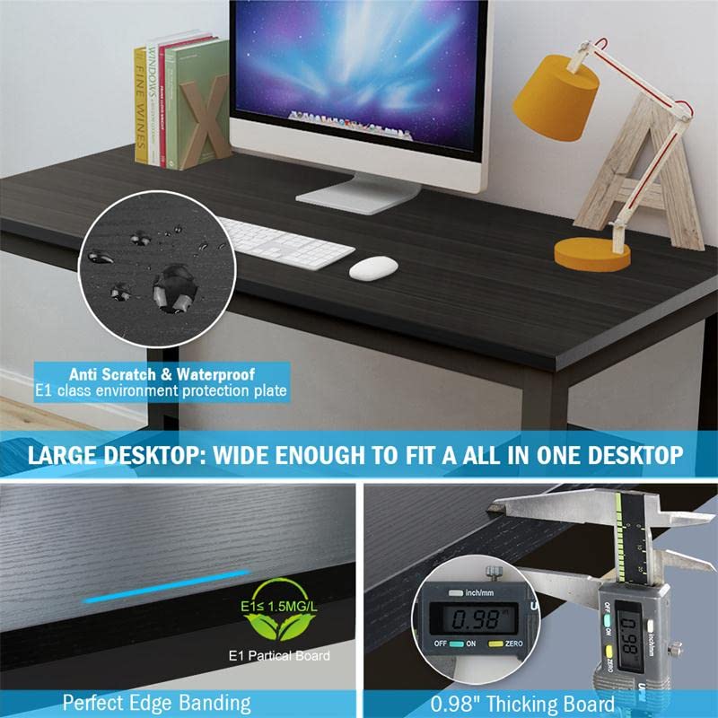 Tribesigns Computer Desk, 47 inch Modern Simple Office Desk Computer Table Study Writing Desk for Home Office, Black - color: Black, size: 47*23.6 inch
