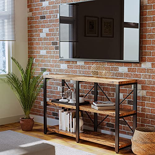 IRONCK Bookshelf Double Wide 47 in 3-Tier, Industrial Bookcases, Wood and Metal Bookshelves, Book Shelves for Home Office Decor Display - size: 47 In