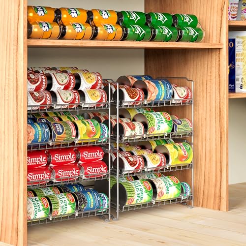 Simple Houseware 2 Tier Stackable Can Rack, Silver, 2 Pack - color: Silver