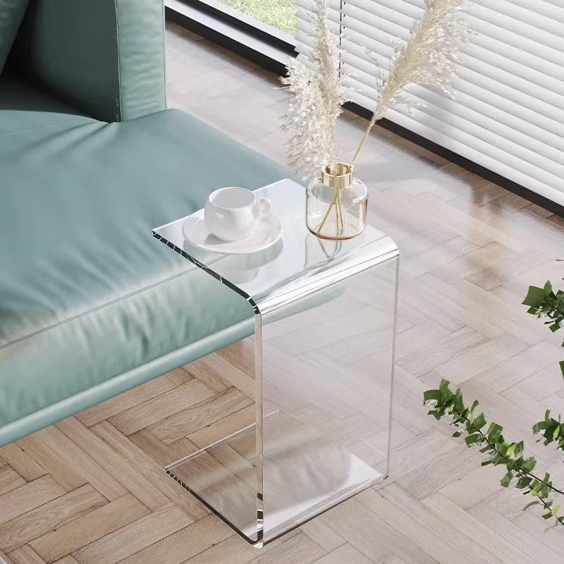 Acrylic Side Table,C Shaped End Table, Acrylic Sofa Side Table, Bedside Table for Bedroom Small Simple Modern Coffee Table Suitable for Living Room (Transparent) - color: Transparent