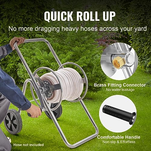 VEVOR Hose Reel Cart, Hold Up to 175 ft of 5/8’’ Hose (Hose Not Included), Garden Water Hose Carts Mobile Tools with Wheels, Heavy Duty Powder-Coated Steel Outdoor Planting for Garden, Yard, Lawn - style: 175 ft