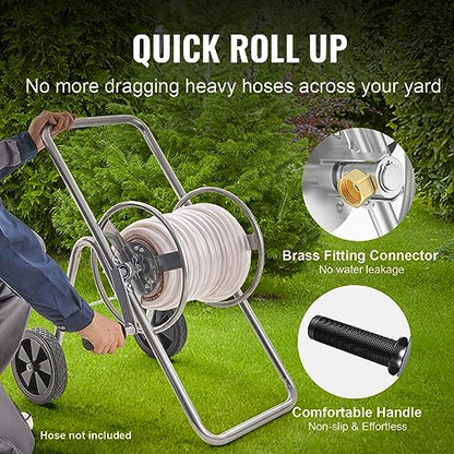VEVOR Hose Reel Cart, Hold Up to 175 ft of 5/8’’ Hose (Hose Not Included), Garden Water Hose Carts Mobile Tools with Wheels, Heavy Duty Powder-Coated Steel Outdoor Planting for Garden, Yard, Lawn - style: 175 ft
