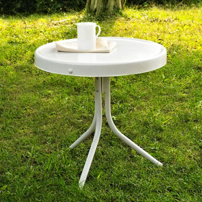 Crosley Furniture Griffith Weather Resistant Retro Metal Outdoor Side Table for Patio, Deck, Porch, Alabaster White - color: Alabaster White