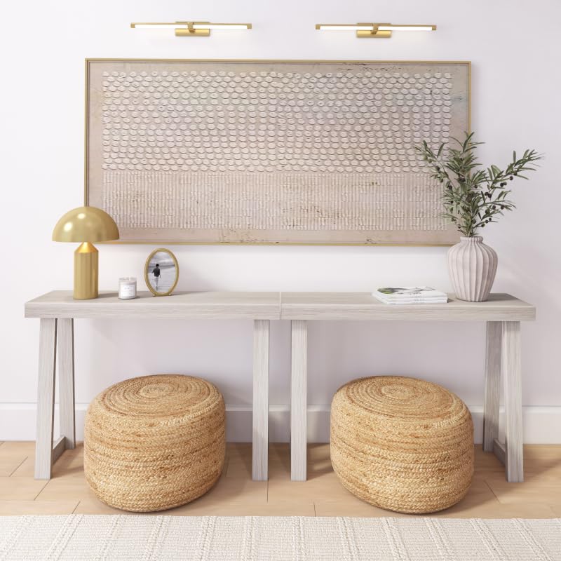 Plank+Beam Classic Console Table, 46 Inch, White Sand | Non-Toxic Finishes, Versatile Design, Elegant Details, Easy Assembly, Quick Setup, Solid Wood - color: White Sand Wirebrush, size: 46" Console Table