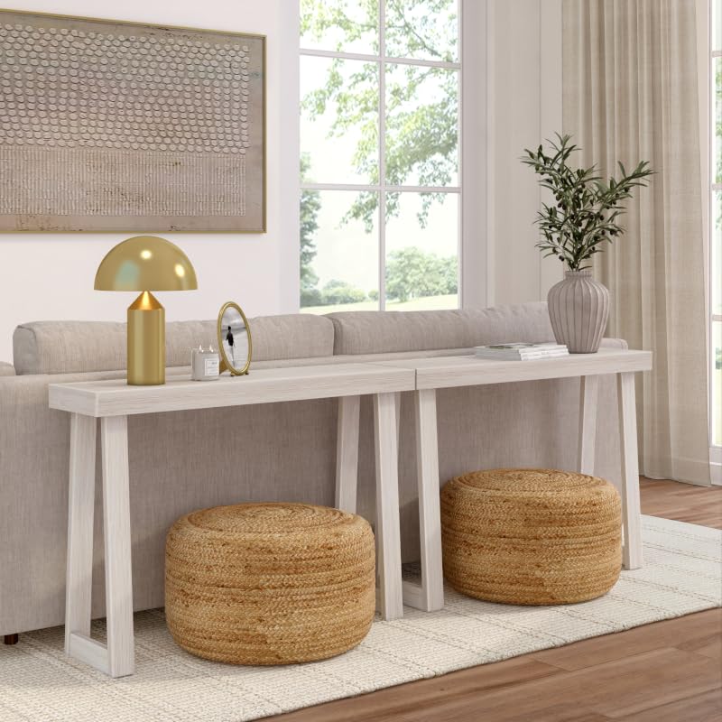 Plank+Beam Classic Console Table, 46 Inch, White Sand | Non-Toxic Finishes, Versatile Design, Elegant Details, Easy Assembly, Quick Setup, Solid Wood - color: White Sand Wirebrush, size: 46" Console Table