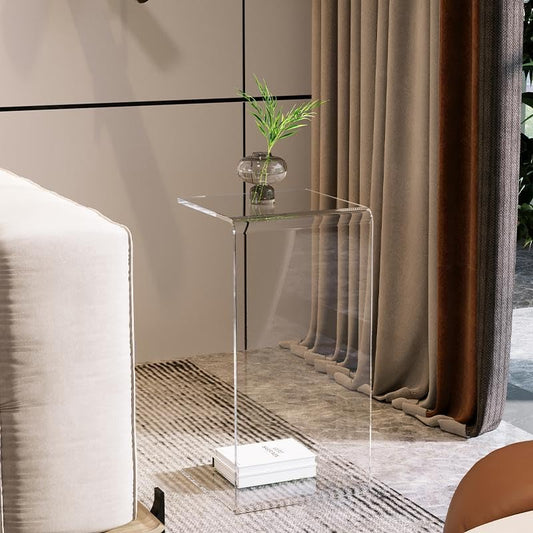 Acrylic Side Table,C Shaped End Table, Acrylic Sofa Side Table, Bedside Table for Bedroom Small Simple Modern Coffee Table Suitable for Living Room (Transparent) - color: Transparent