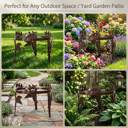 Topadorn Gazing Ball Stand for 10–12 Inch Globes, Metal Garden Globe Holder with Hummingbird & Songbird, Weather Resistant Bronze Outdoor Yard Stand - color: Birds&Flowers
