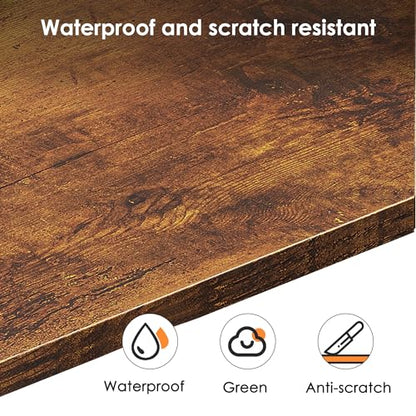 Need 54.3 Inch Large Computer Desk, Rustic Wooden Top with Metal Frame | Simple Style, Home Office, Basic Sturdy Writing Table, Study Student, Adjustable Feet, Water-Resistant, Easy Assembly - color: Rustic Brown, size: 54 inches