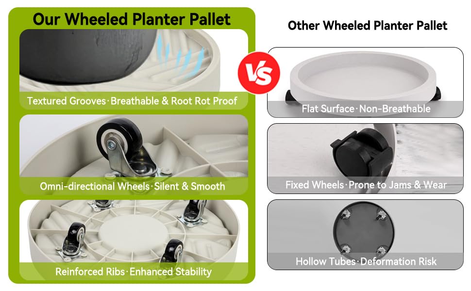 2 Pcs Plant Caddy with Hidden Wheels 11 Inch Heavy Duty Rolling Plant Stand, Indoor Outdoor Plant Saucer Tray with $9.9 Garden Tools (Beige) - size: 11.22 Inches of 2 Pack (Beige)