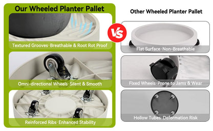 2 Pcs Plant Caddy with Hidden Wheels 11 Inch Heavy Duty Rolling Plant Stand, Indoor Outdoor Plant Saucer Tray with $9.9 Garden Tools (Beige) - size: 11.22 Inches of 2 Pack (Beige)