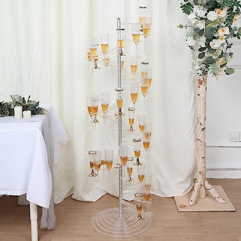 Clear 4.5 feet Spiral Acrylic Champagne Glass Flute Holder Display Stand Rack Display Wedding Party Events Reception Bar Table Home Decorations Drink Stations Supplies