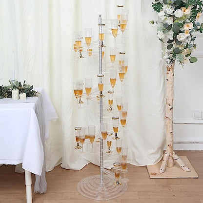 Clear 4.5 feet Spiral Acrylic Champagne Glass Flute Holder Display Stand Rack Display Wedding Party Events Reception Bar Table Home Decorations Drink Stations Supplies